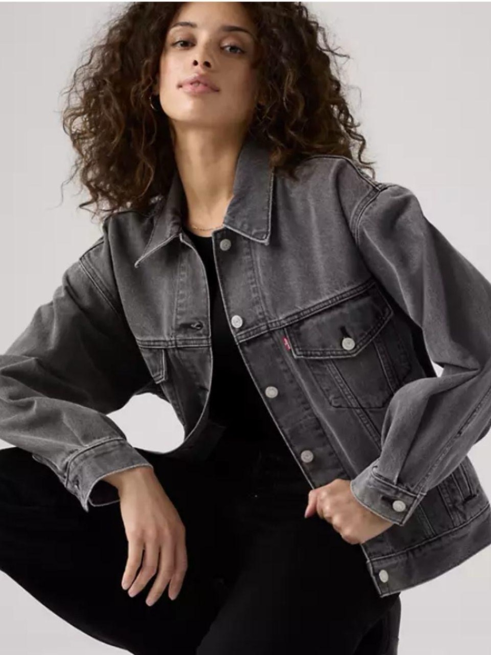 90s Levi's Trucker Jacket Womens Medium Black Denim